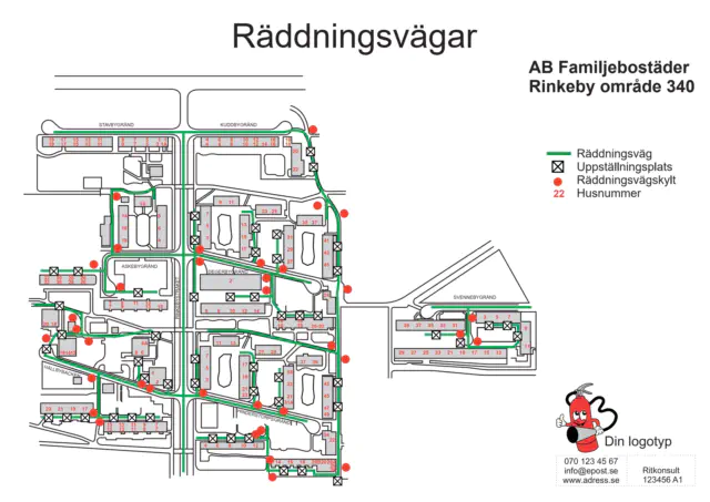 Ritning för räddningsvägar